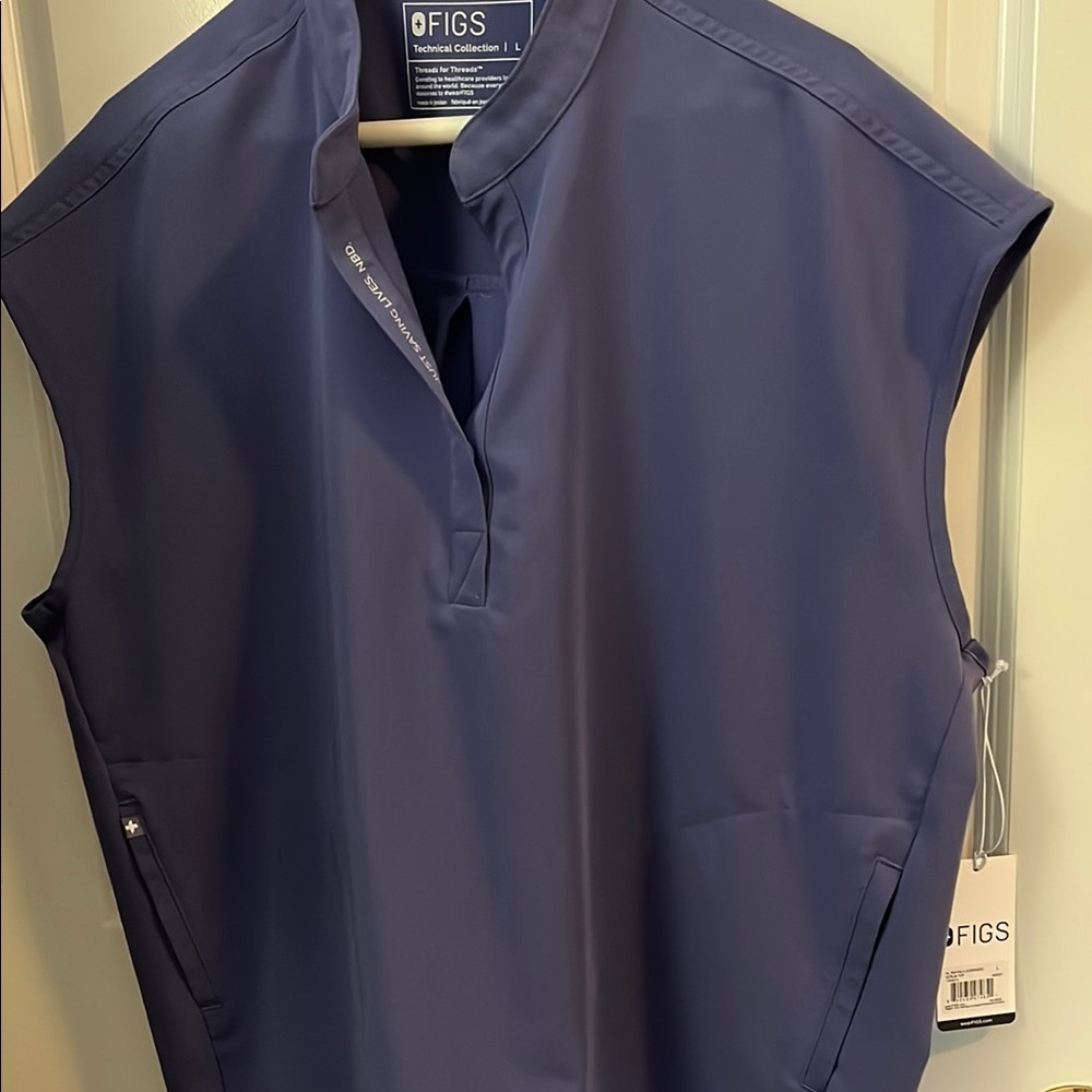 Figs Blue Tank Top Sleeveless V-Neck
